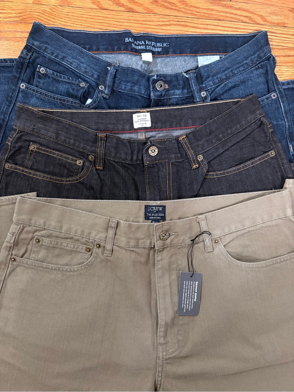 LOT of 3 Men’s JCrew Factory Banana Republic Slim Straight Denim Jeans 35x32